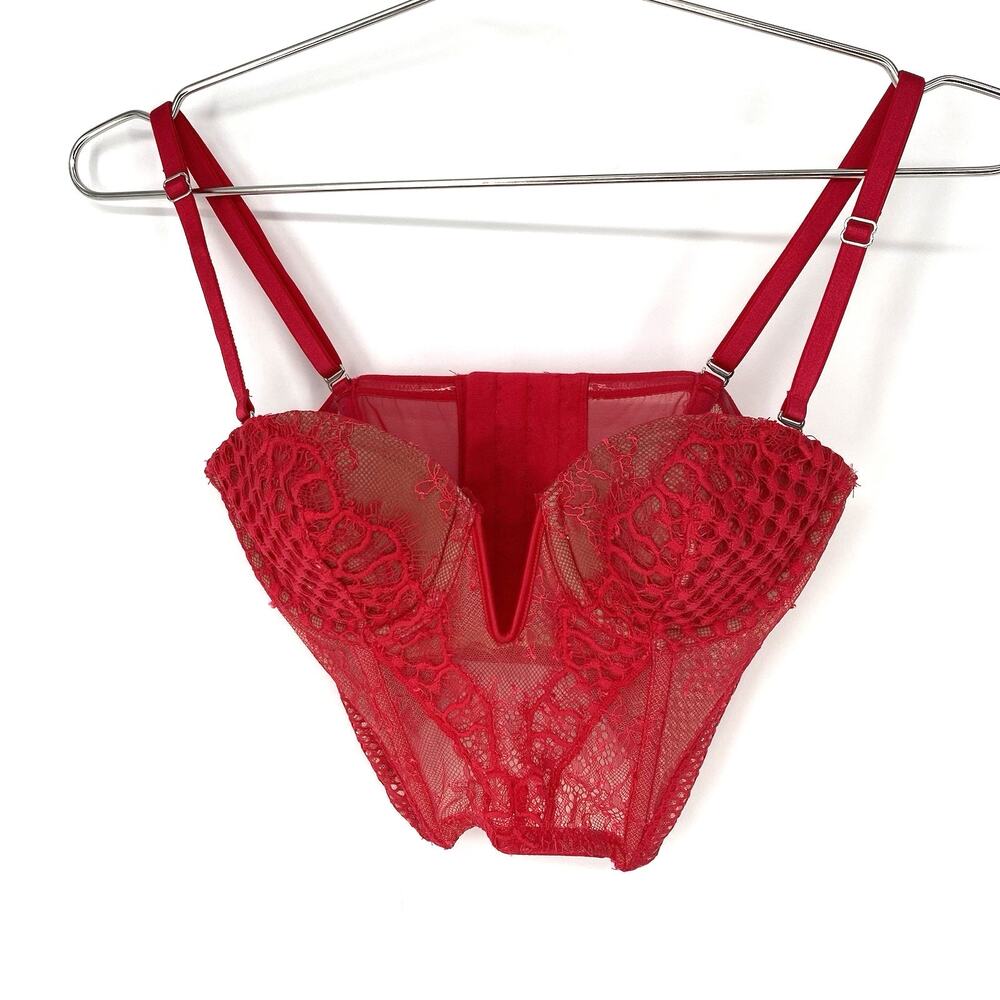 Victorias Secret Corset Bra Top Bright Pink Size 32 B